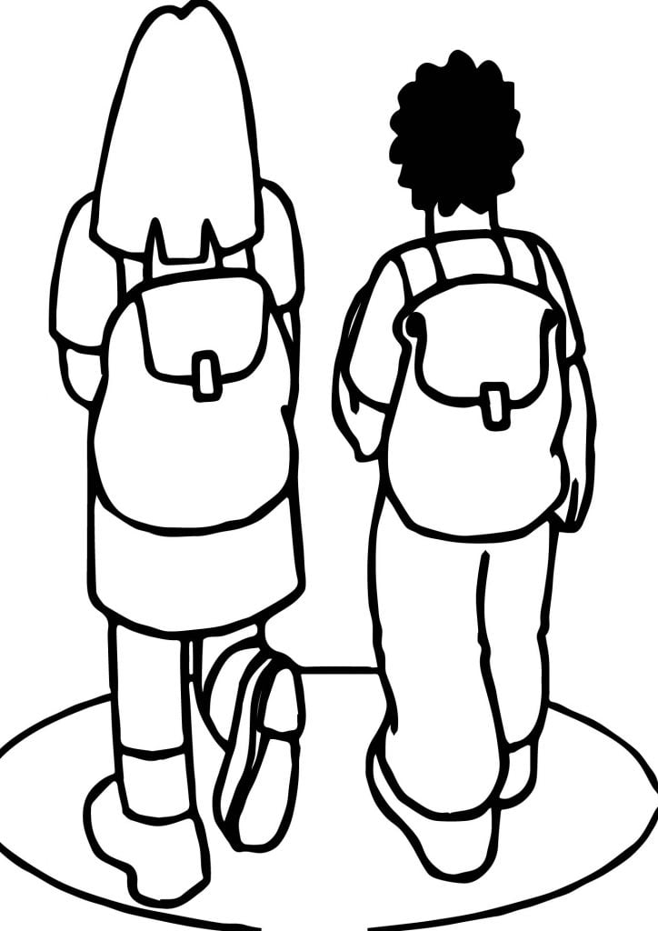 Girl And Boy Going To School Coloring Page - Wecoloringpage.com