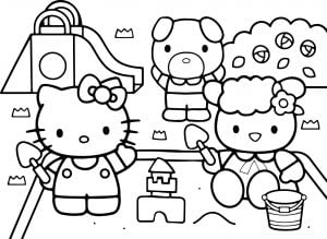 Hello Kitty At The Playground Coloring Page