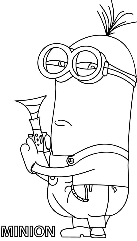 Minion Stop Gun Coloring Page - Wecoloringpage.com