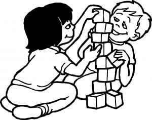 Playing Children Activity Coloring Page