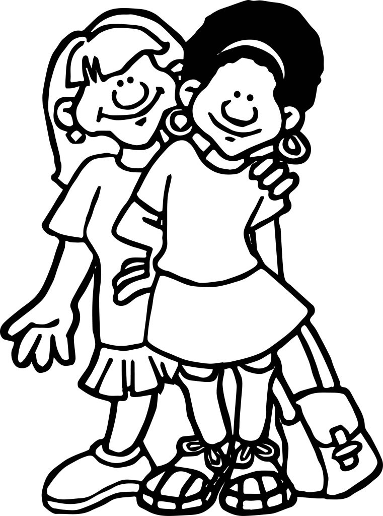 School Students Best Friends Coloring Page - Wecoloringpage.com