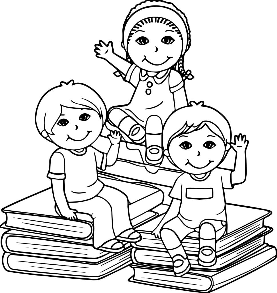 Sit Book Children Kids Coloring Page - Wecoloringpage.com