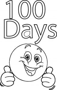 Smiley Face 100 Days Coloring Page