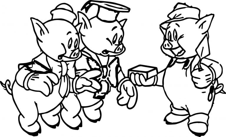 Three Little Pigs Christmas Coloring Page - Wecoloringpage.com