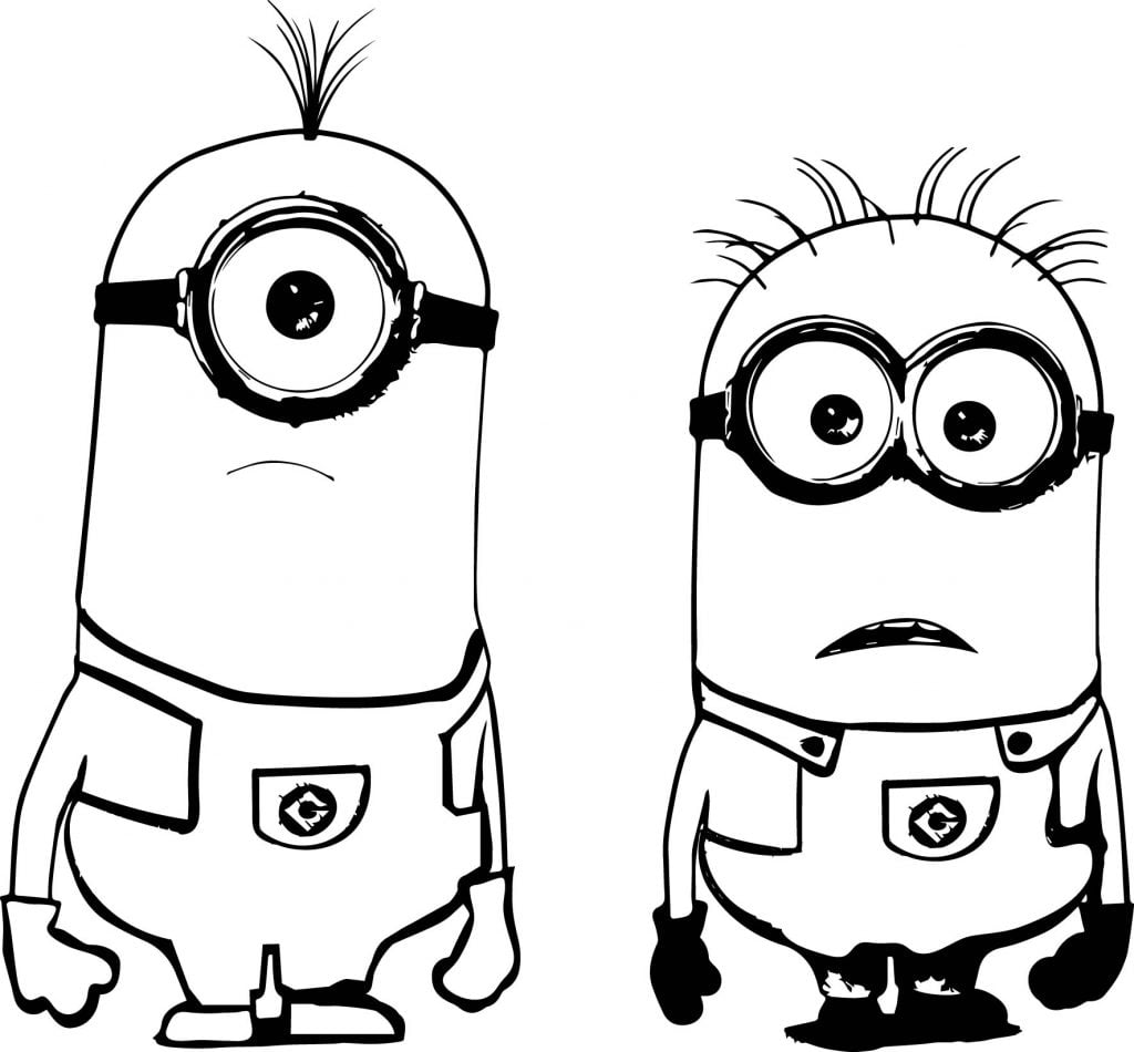 Two Minion Coloring Page - Wecoloringpage.com