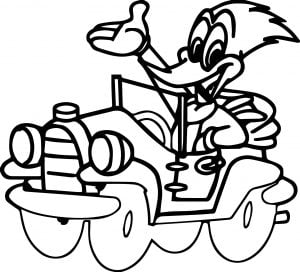 Woody Woodpecker Drive A Car Coloring Page
