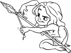Young Tarzan Spear Coloring Page