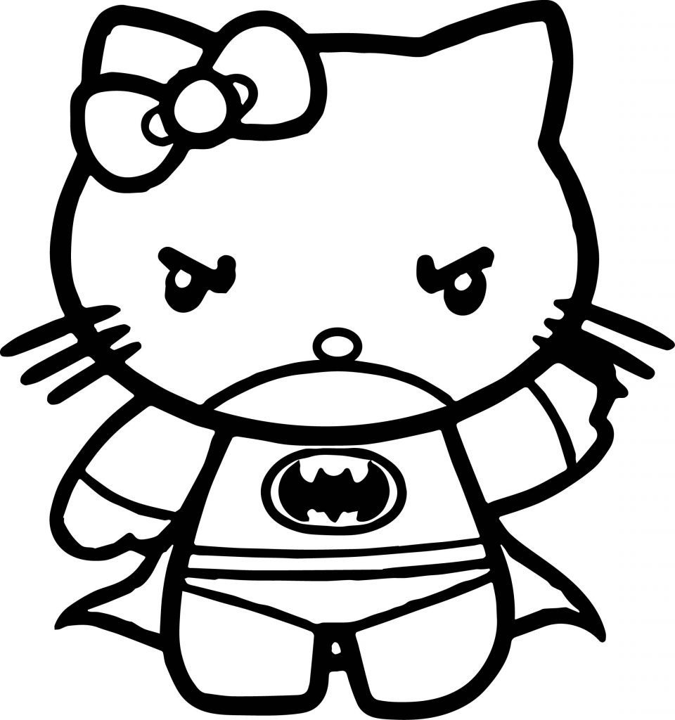 Bat Woman Hello Kitty Coloring Page - Wecoloringpage.com