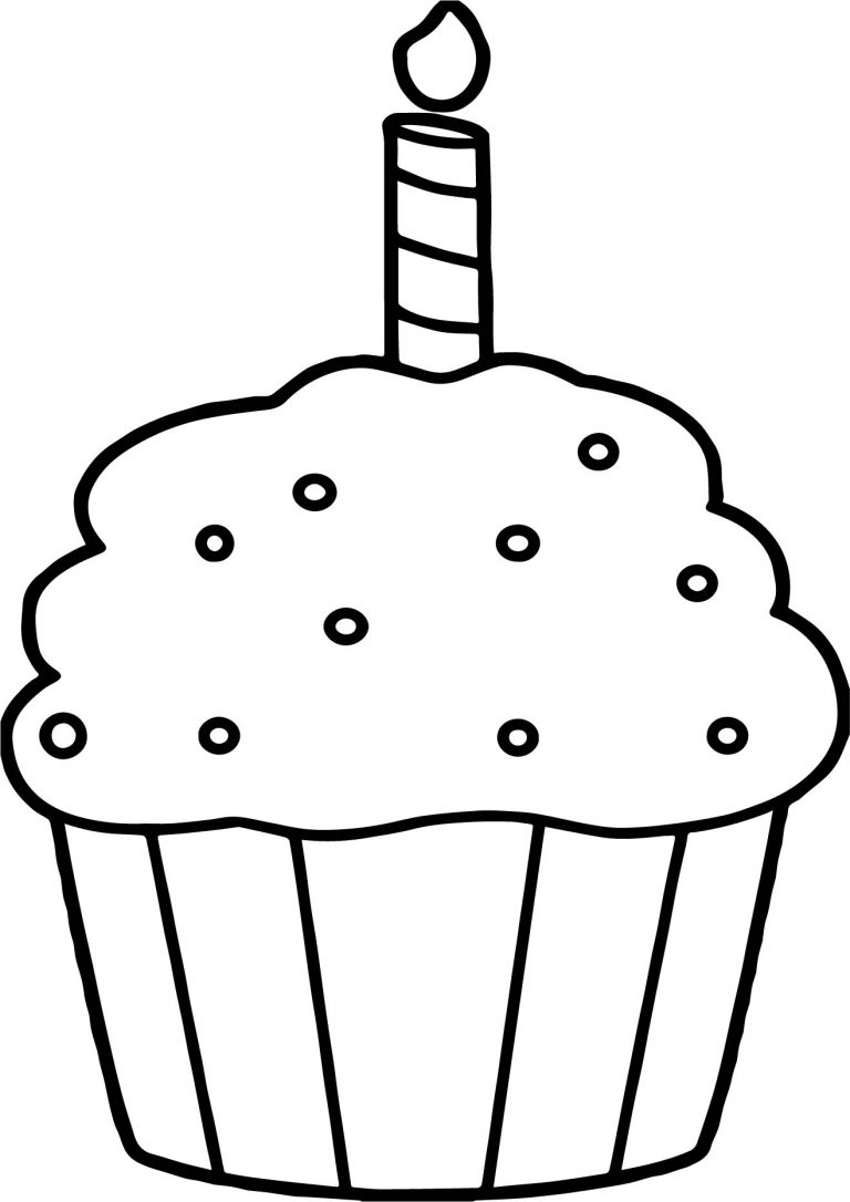 Birthday Cupcake Coloring Page - Wecoloringpage.com