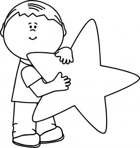 Child And Happy Star Coloring Page