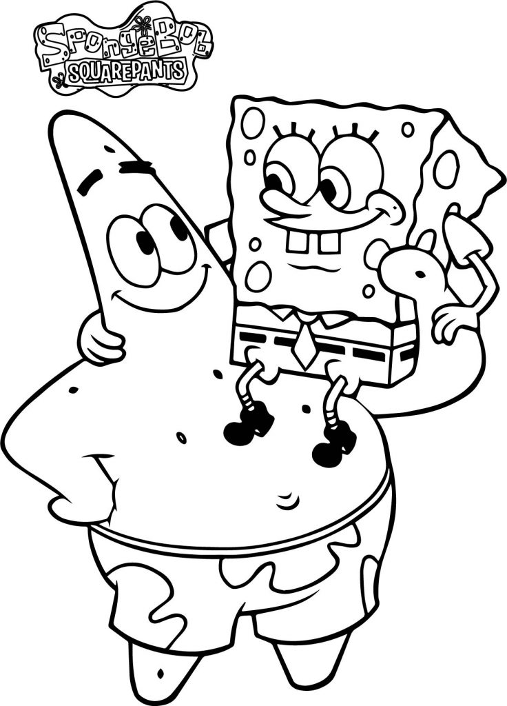 Cute Sponge Sunger Bob Patrick Coloring Page | Wecoloringpage.com