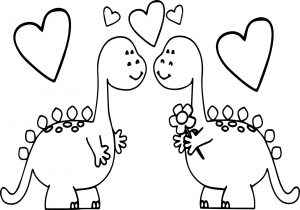 Dinosaurs In Love Valentines Day Coloring Page
