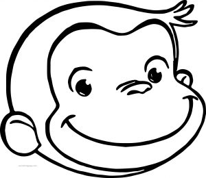 George Monkey Smile Face Coloring Page