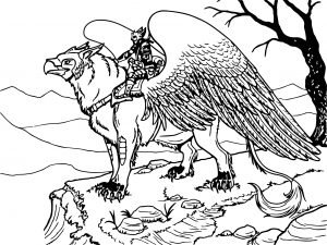 Griffon Rider Creature Coloring Page