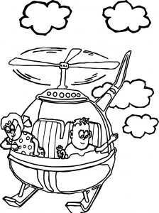 Kids Fly Helicopter Coloring Page