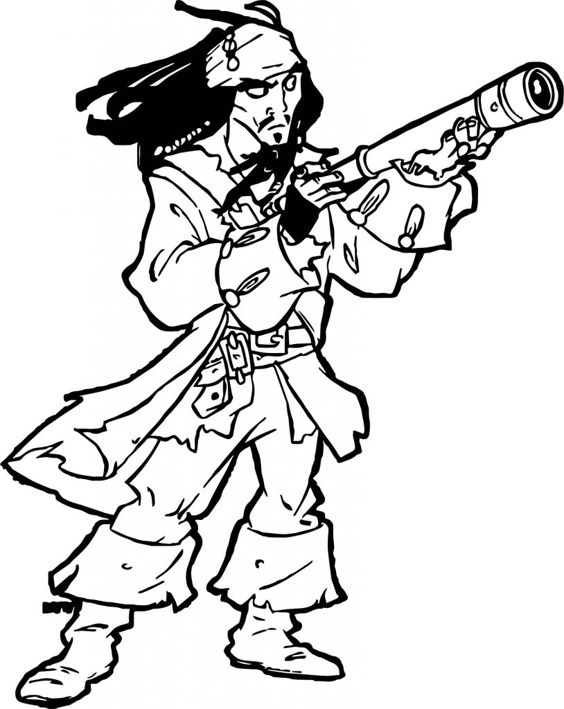 Pirates of the Caribbean Man Character Jack Sparrow Gun Coloring Page ...