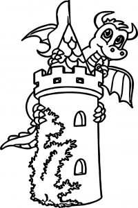 The Dragon Around Tower Coloring Page