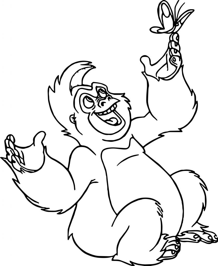 Trek Monkey And Butterfly Coloring Page - Wecoloringpage.com