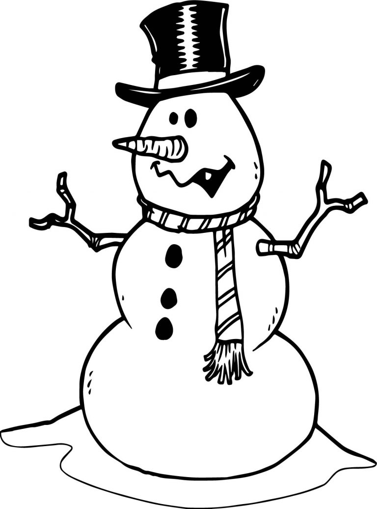 Black Hat Winter Snowman Coloring Page | Wecoloringpage.com