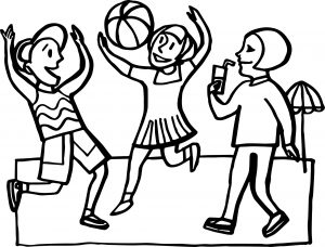 Children Beach Sports Activity Coloring Page