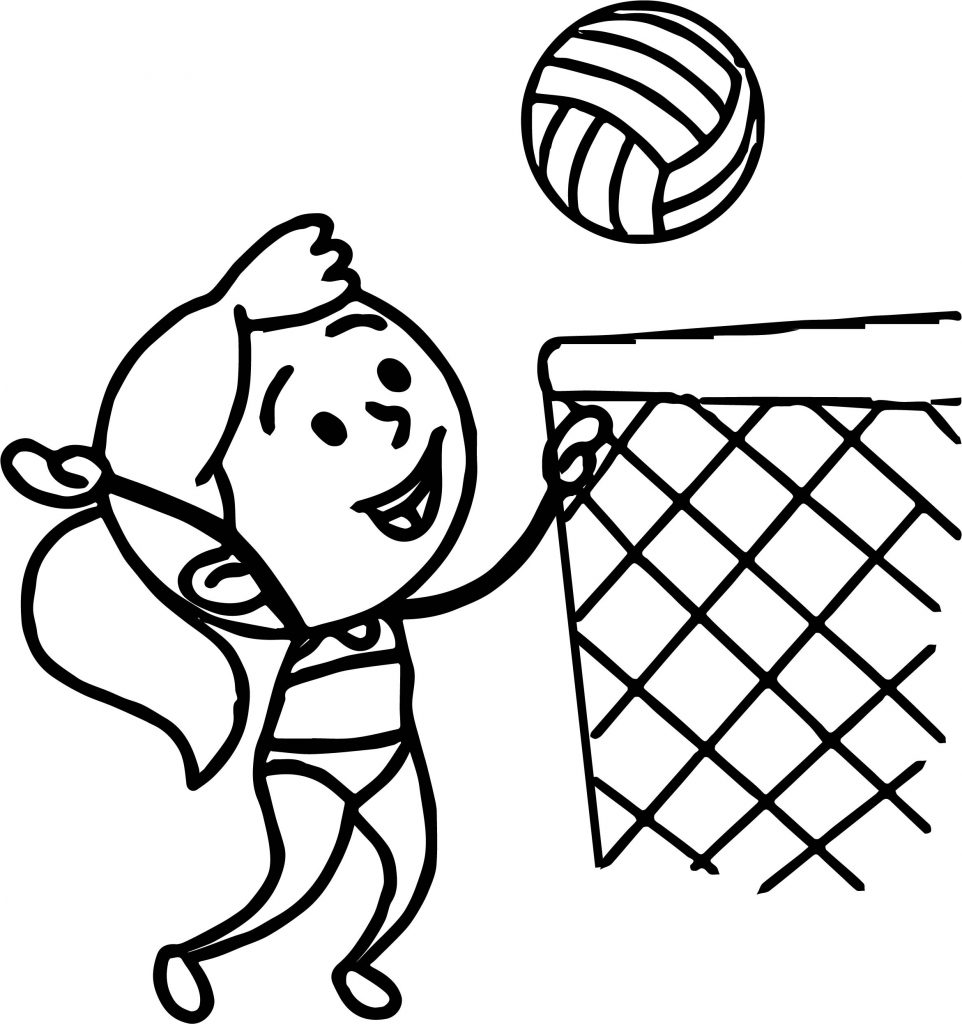 Girl In Bathing Suit Playing Beach Volleyball Coloring Page