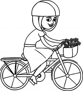 Girl Riding Pink Bicycle With Basket Coloring Page