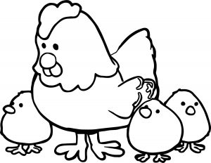 Hen And Chicks Cartoon Coloring Page