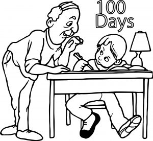 Homework 100 Days Coloring Page