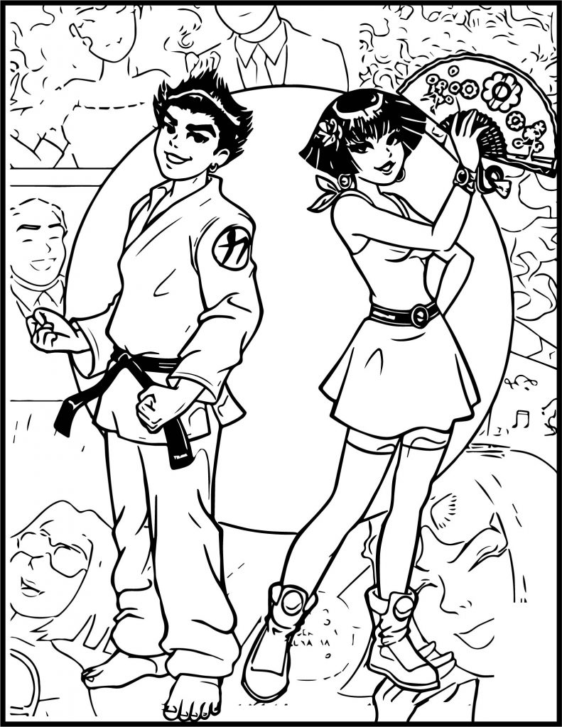 Monica Girl And Boy Karate Coloring Page - Wecoloringpage.com