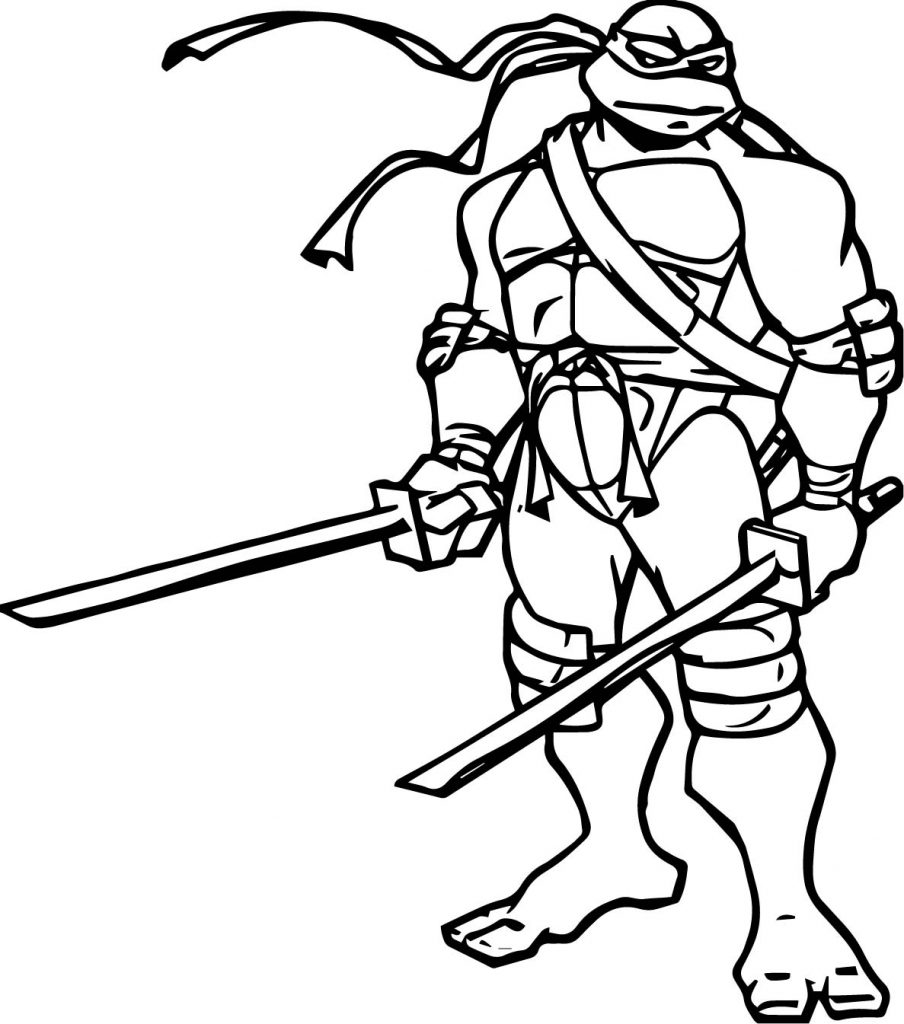 Ninja Turtle Two Blade Leonardo Coloring Page - Wecoloringpage.com