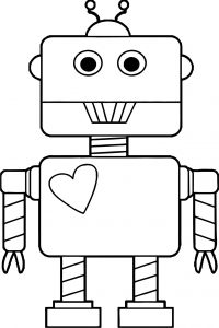 Robot Heart Coloring Page