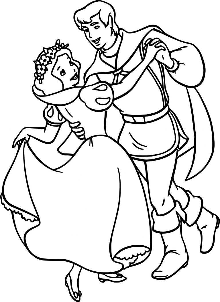 Snow White And The Prince Dance Coloring Page - Wecoloringpage.com