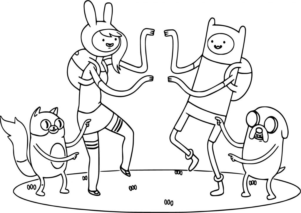 Threadless Adventure Time Team Dance Coloring Page - Wecoloringpage.com