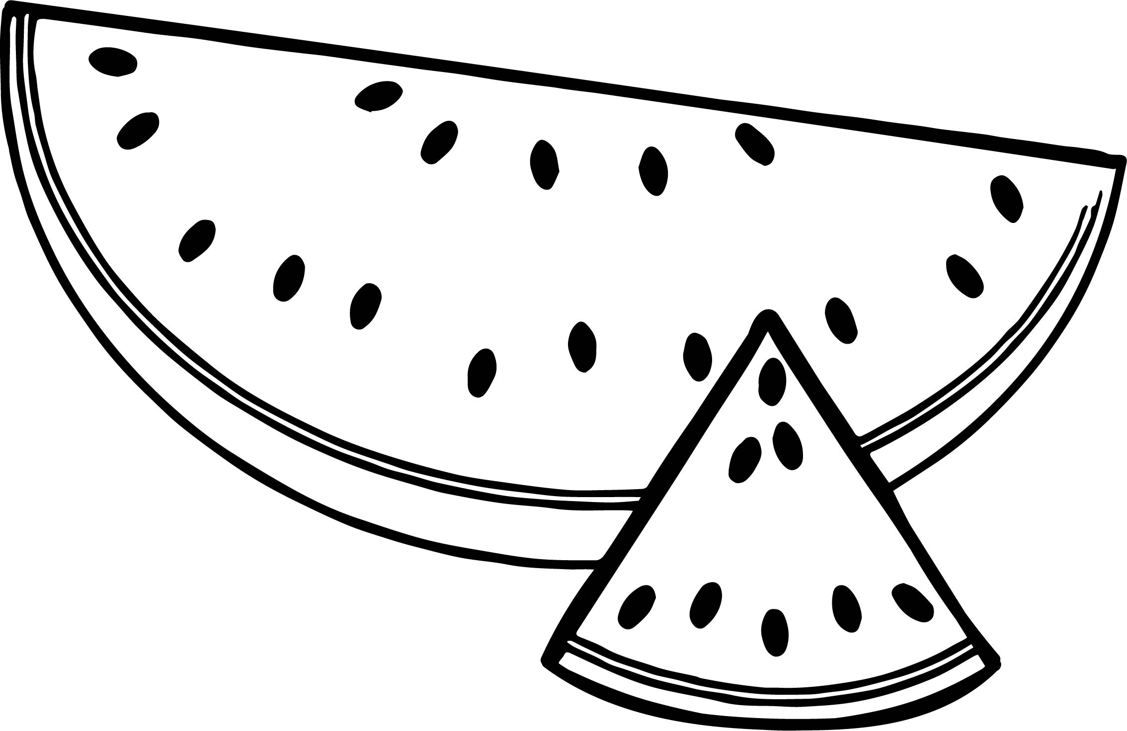 A Sliced Summer Watermelon Half And Triangle Coloring Page