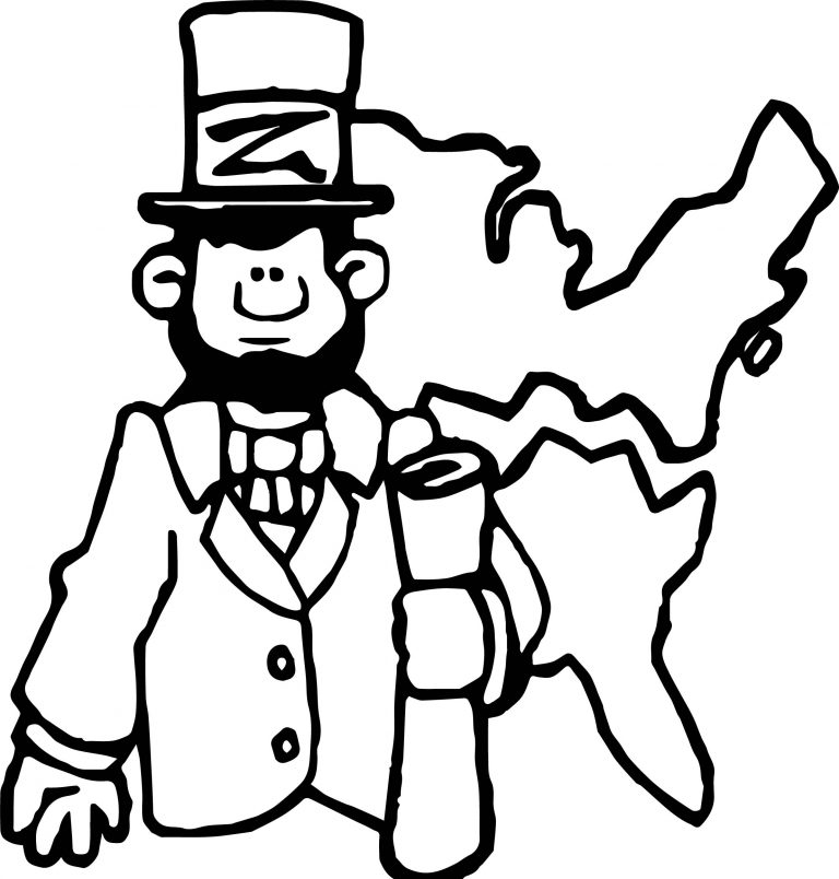 Abraham Lincoln President Map Coloring Page - Wecoloringpage.com