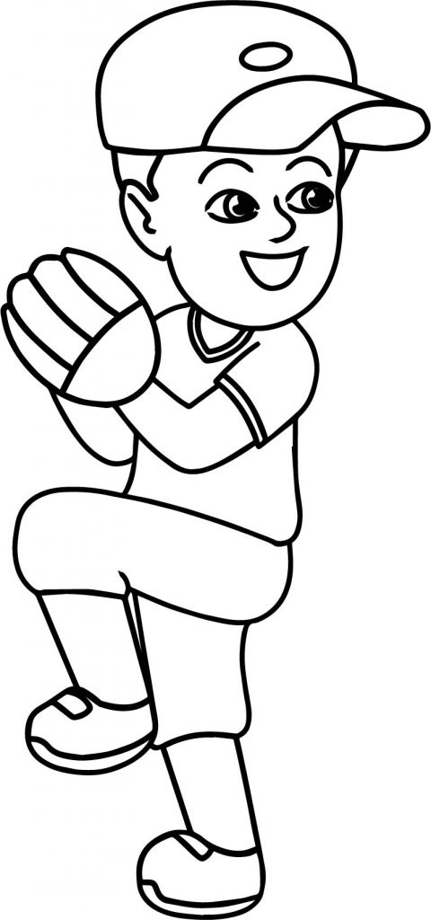 Baseball Pitcher Ready To Throw Ball Playing Baseball Coloring Page ...