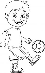 Bounce Ball Kids Soccer Playing Football Coloring Page