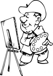 Cowboy Painter Painting Art Coloring Page