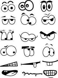Create Own Face Cartoon Eye Mouth Coloring Page