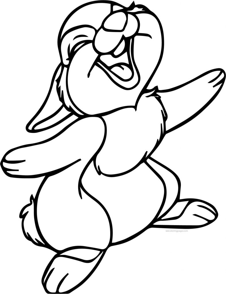 Disney Bambi Thumber Bunny Bunny Snow Happy Cartoon Coloring Page ...