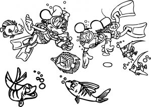 Disney Mickey Minnie Explore Underwater Shipwreck Coloring Page