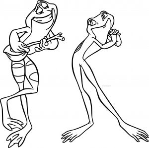 Disney The Princess And The Frog Couple Frogs Coloring Page