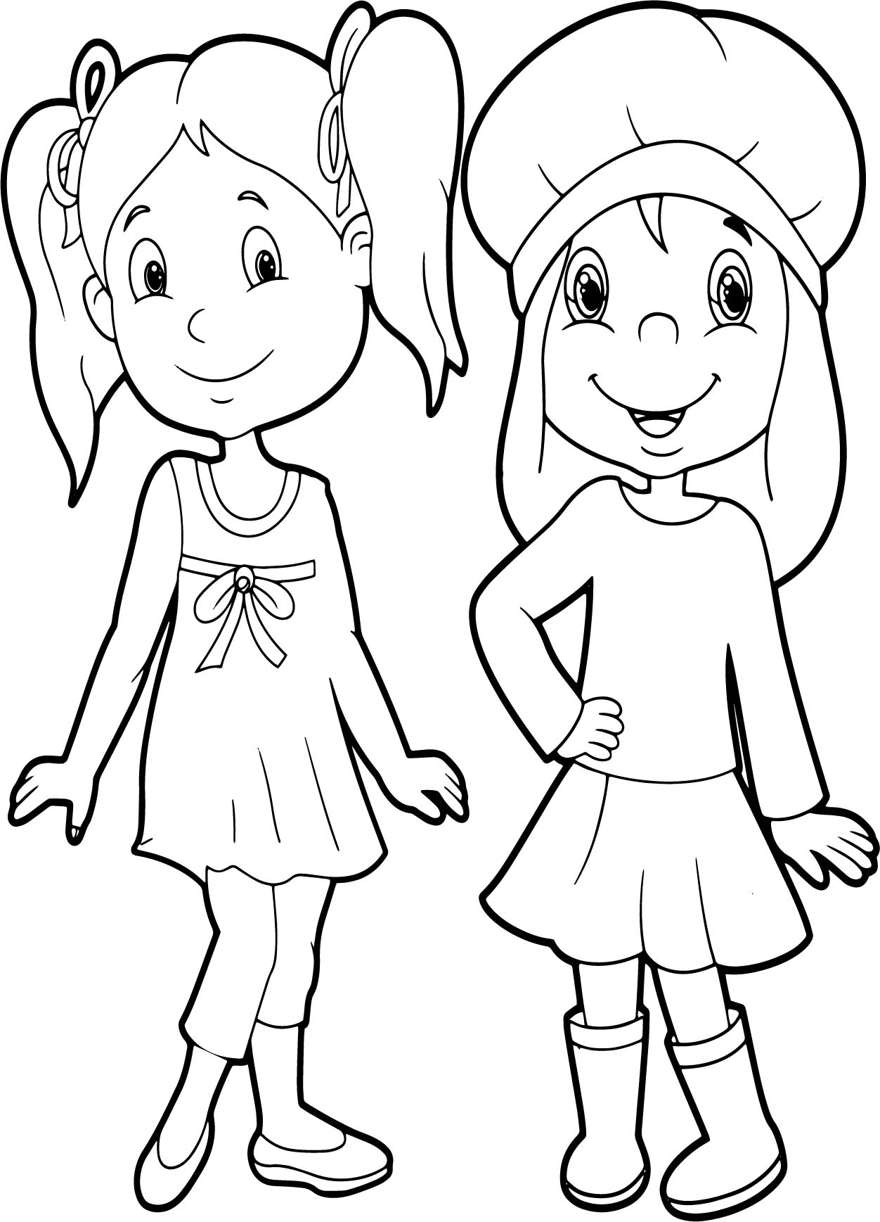 Friends Very Beautiful Girls Coloring Page