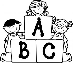 Funny School Children Abc Coloring Page