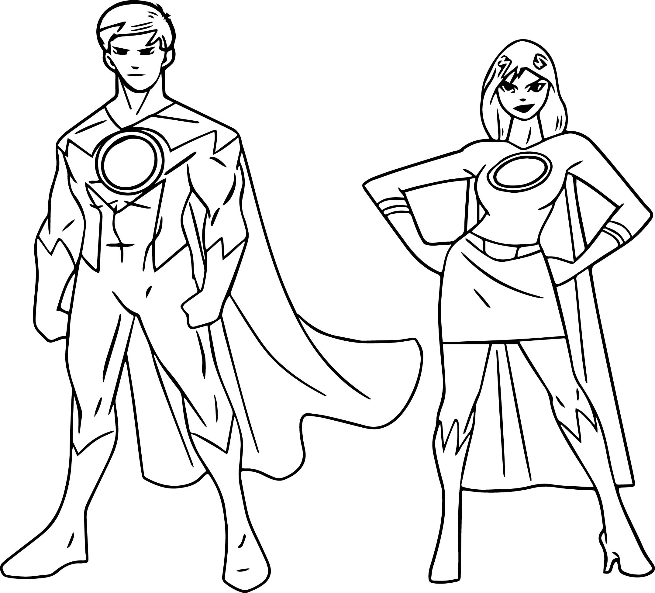 Powered Superheroes Super Hero Girl Boy Coloring Page