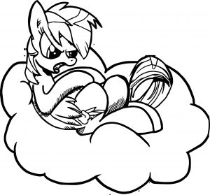 Rainbow Dash On Cloud Coloring Page