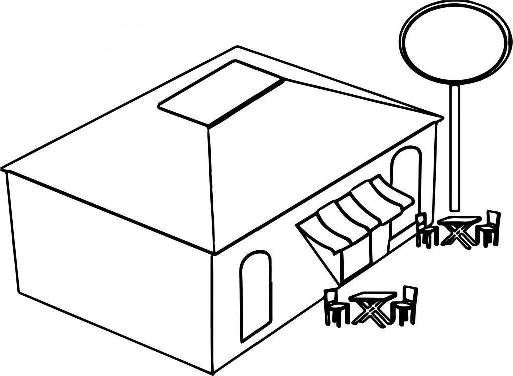 Restaurant Building Coloring Page | Wecoloringpage.com