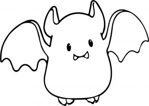 Small Cute Baby Cartoon Vampire Bat Coloring Page
