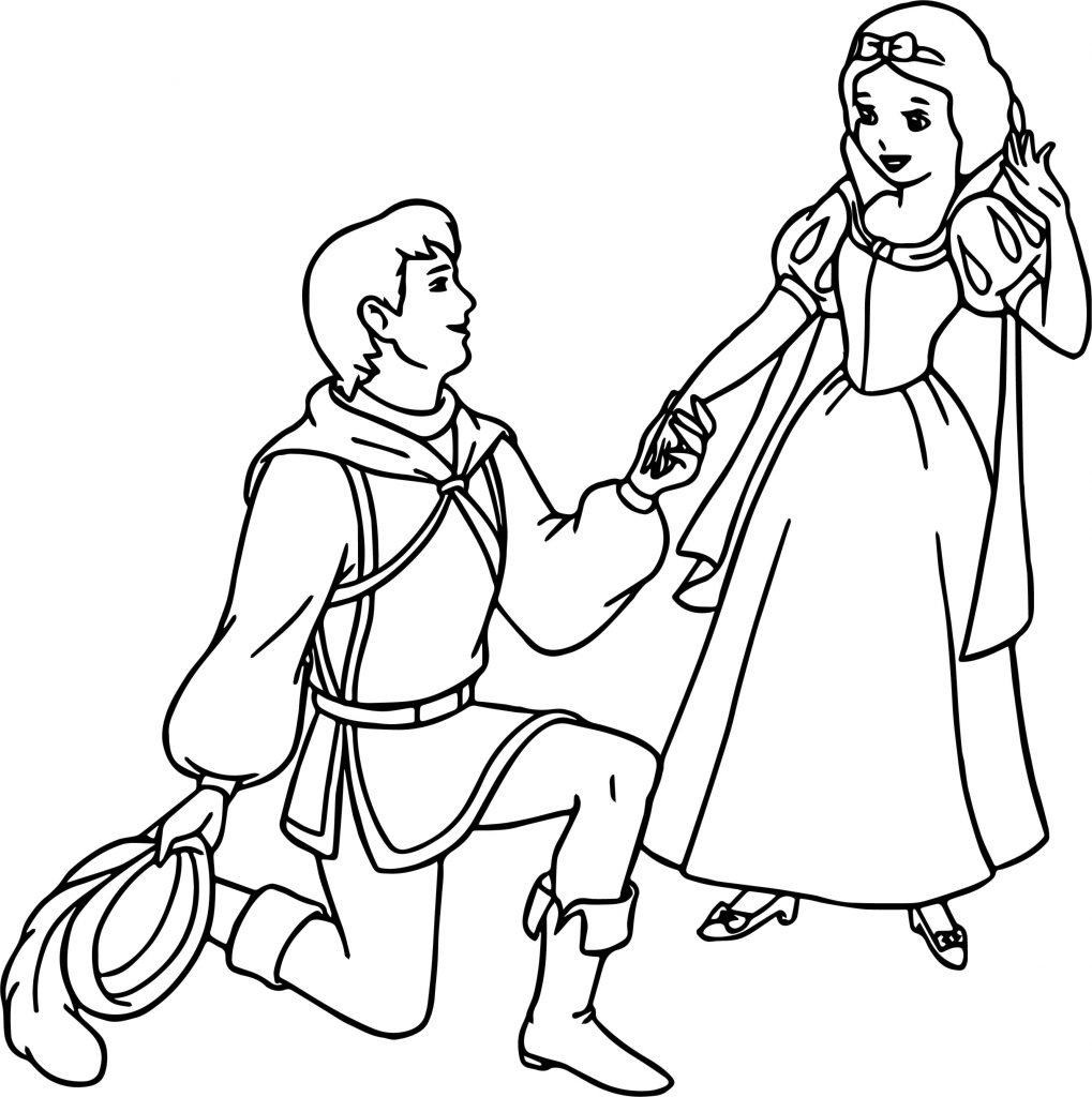 Snow White And The Prince Meeting Coloring Page - Wecoloringpage.com