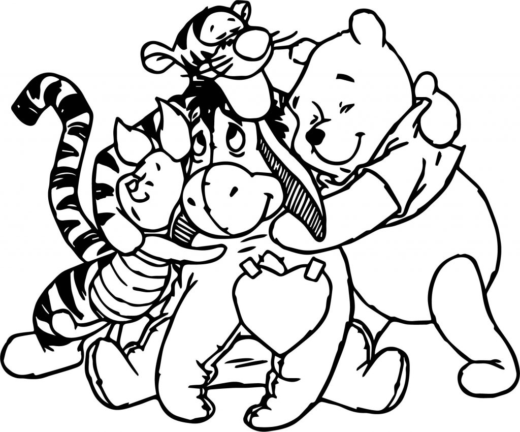 Winnie The Pooh Love Friends Coloring Page - Wecoloringpage.com